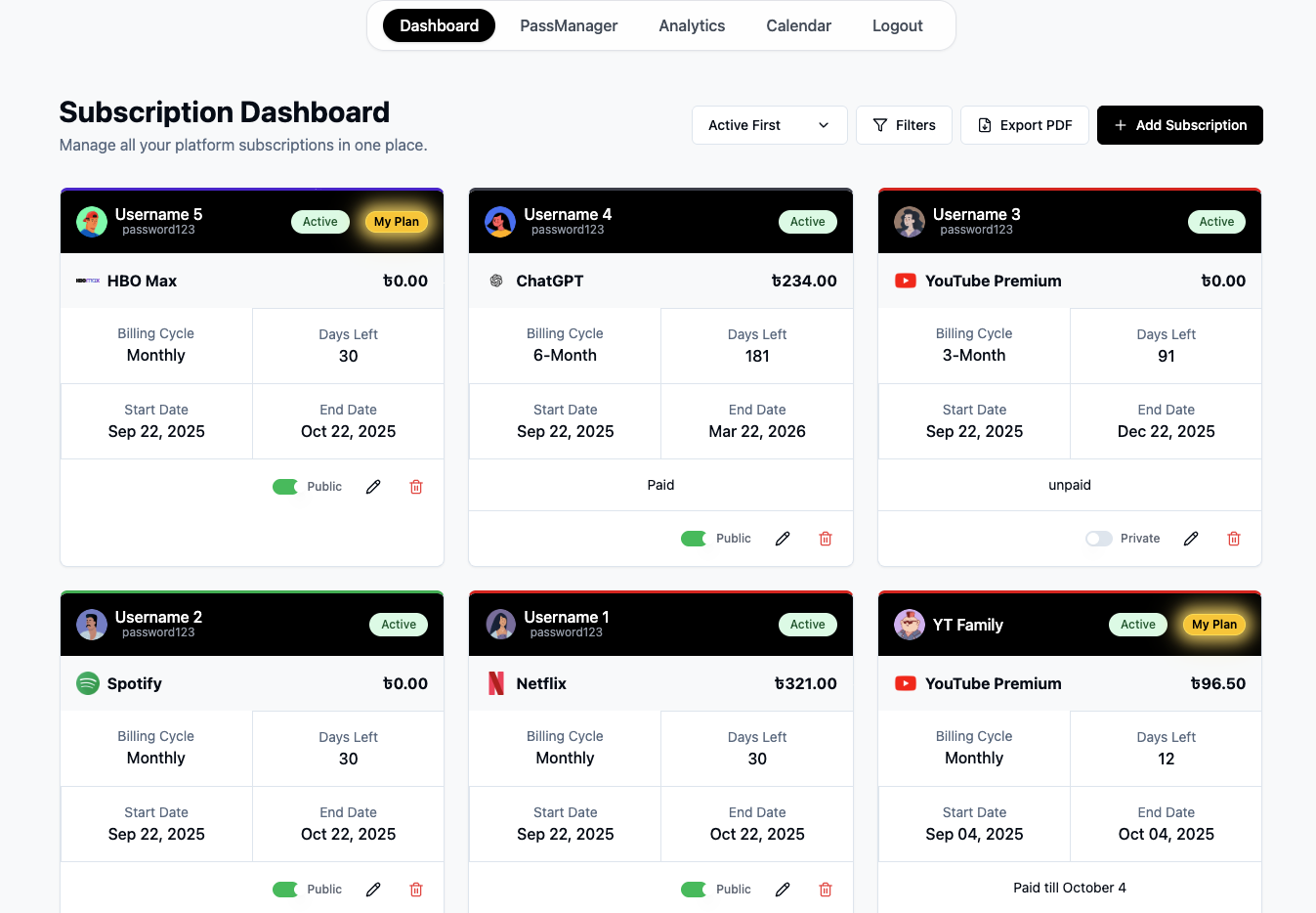 SubstrackGo - Subscription Manager